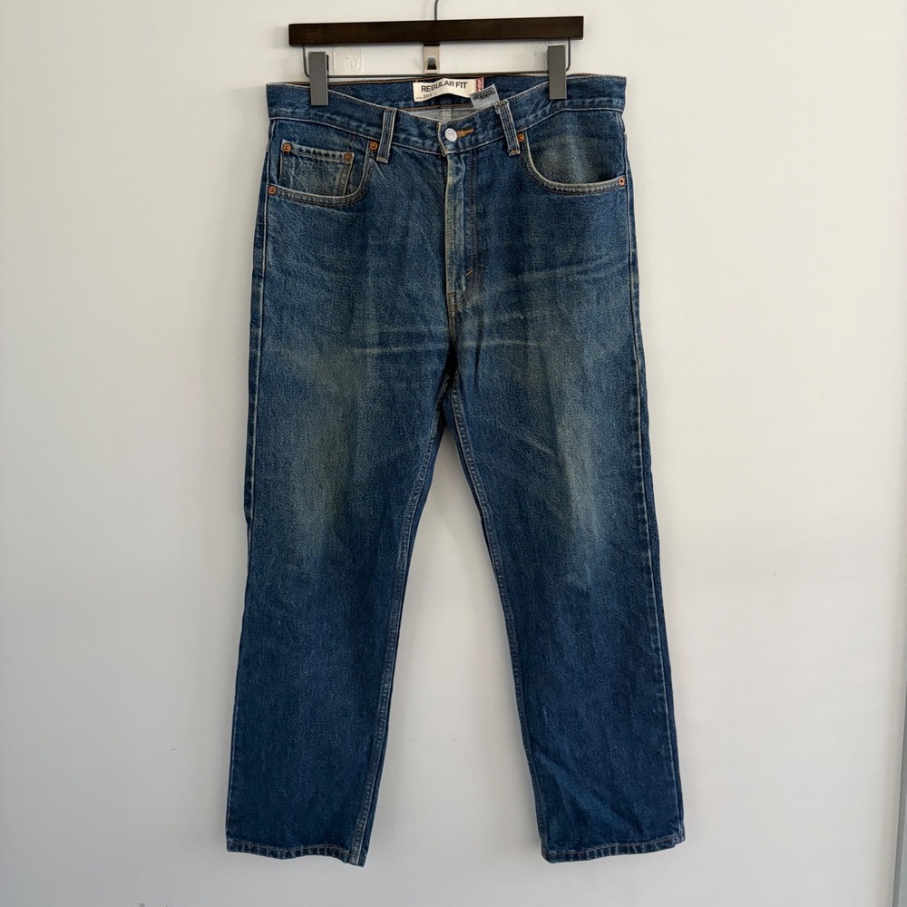 Levis 505 Regular Fit Jeans Mens W34 L30 Blue Denim Straight Leg